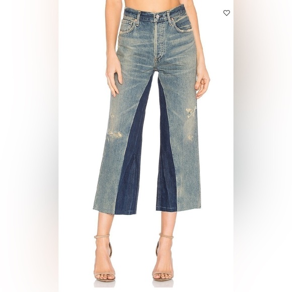 CITIZENS of Humanity NWT Cora Crop Relaxed Flares in Livingston Blue Sz 24 - Picture 1 of 8